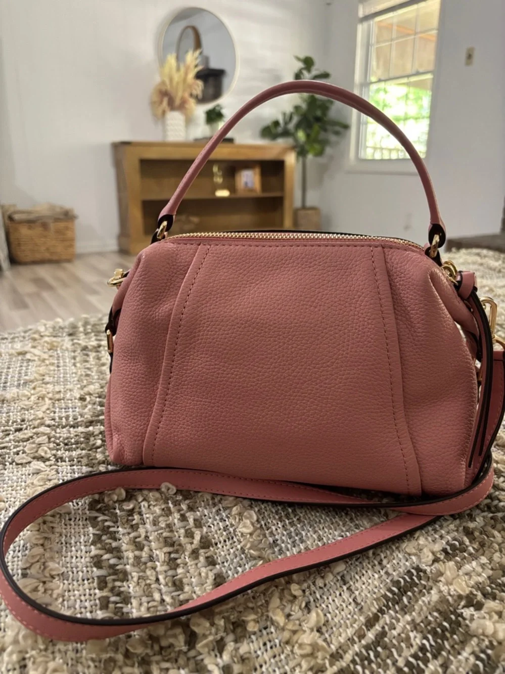 Michael Kors Sia Small‎ Double-Zip Crossbody Blush Pink Leather Bag